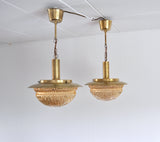 Danish Mid-Century Glass and Brass Chandeliers by Vitrika