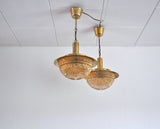 Danish Mid-Century Glass and Brass Chandeliers by Vitrika