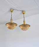 Danish Mid-Century Glass and Brass Chandeliers by Vitrika