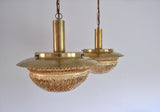 Danish Mid-Century Glass and Brass Chandeliers by Vitrika