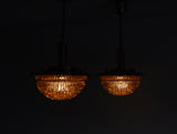 Danish Mid-Century Glass and Brass Chandeliers by Vitrika