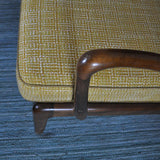 Ole Wanscher sofa beautiful curved varnished beech and wool upholstery