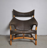Woven Rattan Chair and Stool by Yuzuru Yamakawa