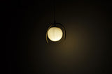 Art Deco brass and milk glass pendant
