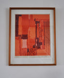 Lithography in reds and orange colours by Hugo de Soto