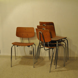 Danish dining chairs. Teak and chromed steel