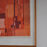 Lithography in reds and orange colours by Hugo de Soto