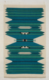 Danish handwoven tapestry - blue and turquoise colors