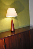 Danish turned teak table lamp