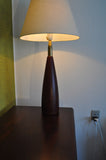 Danish turned teak table lamp